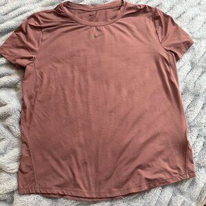 Nike Womens Crew Neck Short Sleeve Quick Dry Active T-Shirt, Color: Smokey Mauve